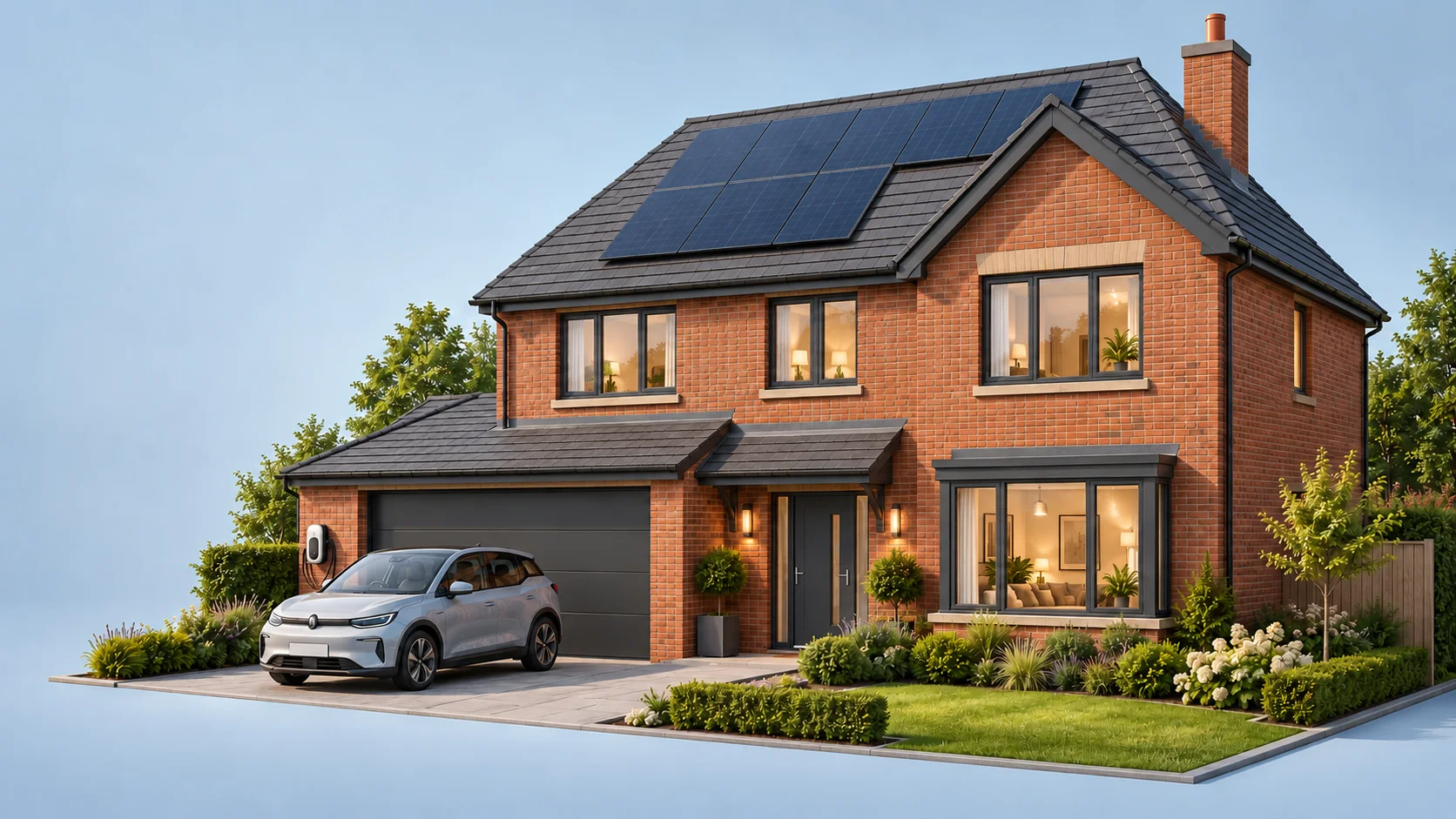 Concept illustration of a British home with solar PV